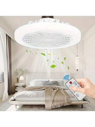 1 Pieza Ventilador De Techo Con Luz, Moderno Control Remoto De 18 Pulgadas De Bajo Perfil Con Luz Con 3 Velocidades, Atenuación Led De 3 Colores Y 8 Luces De Ventilador Sin Hojas Invisibles Para Dormitorio Y Oficina.