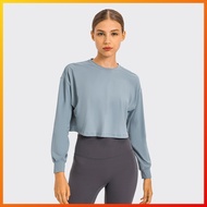 Lulu new yoga sport women's long sleeve round neck short board women's top ds124SG31231