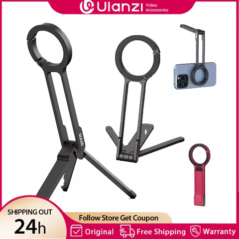 Ulanzi MA30 Carabiner-Mounted Phone Tripod Dual-sided Magnetic Phone Holder for Video Light Vlog Liv