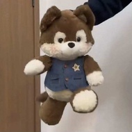 Lovely Dreamy Cartoon Fox Wolf Plush Toys Fluffy Comfy Huggable Fox Wolf Doll Wearing Jeans Denim Sk