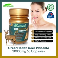 GreenHealth Premium Deer Placenta 20,000mg with 11 Beauty Supplements [Halal] - Marine Collagen, Grape Seed Extract, Evening Primrose Oil. First and oldest brand of premium Deer Placenta. Made in New Zealand