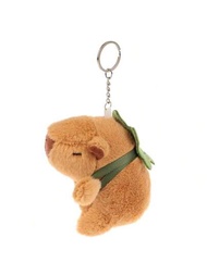 卡通水豚毛絨玩具動物龜殼豚鼠吊墜填充娃娃鑰匙扣背包汽車袋鑰匙扣裝飾禮物水豚可愛的東西治療