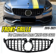 For Mercedes Benz W205 C63 C63S 2015-2021 Chrome Black GT Style Front Bumper Grille, Car Styling Upg