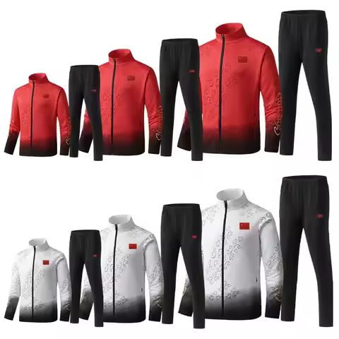 Autumn Winter Wushu Athletes National Uniform Table Tennis Sportwear Top + Pants Student Group Train