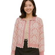 OUTHER DAISY KNITE/ KNIT CARDIGAN WITH FLOWER MOTIF