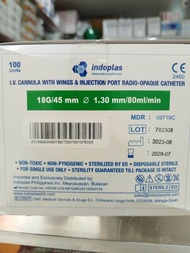 IV cannula with wings & injection port (G18 G20 G22 G24 G26) per box.