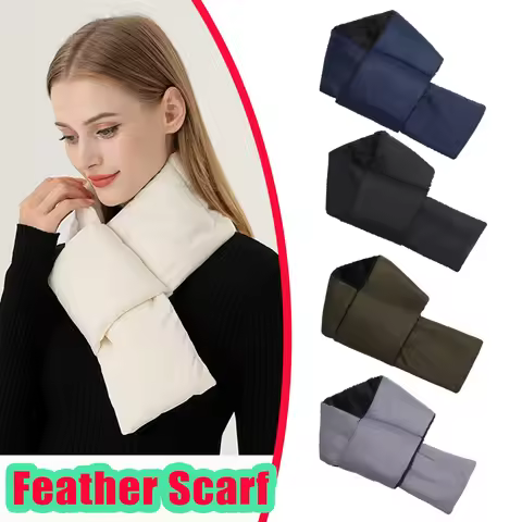 Cozy Winter Scarf For Women Men Down Feather Fleece Lined Scarf Thick Plush Neck Warmer Windproof Co
