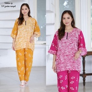 [Batik JF Grosir] Setelan Tidur CP Motif Ombak Jumbo Tangan 3/4 Rempel Busui Zipper Ld: 120 Baju Cel