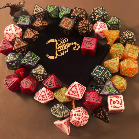 DND Dice Set -7pc Halloween Polyhedral Dice with Dice Bag for D&D RPG MTG Role Playing Table Party G