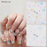 Weijiao 1 Sheet Exquisite Stereo Daisy Nail Sticker Colorful Floral Nail Decal Self-adhesive Luxurio