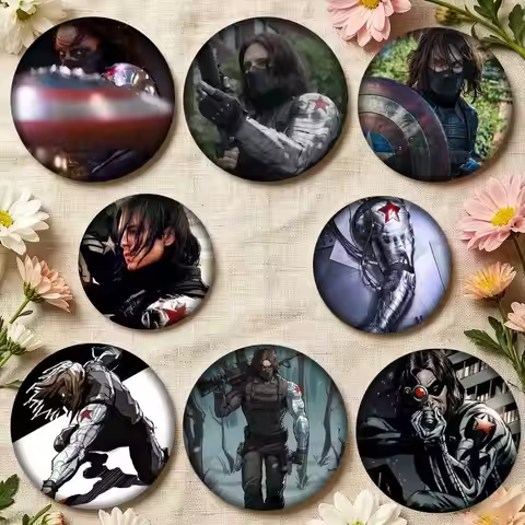 Bucky Barnes Winter Soldier 25mm 32mm 44mm 58mm 75mm Brooches Badges Pins for Accessories Gift