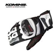 KOMINE ถุงมือหนังสำหรับคาร์บอนไฟเบอร์มอเตอร์ไซค์ GK193ถุงมือหนังระบายอากาศได้ถุงมือขับรถ Ty1001 3สี