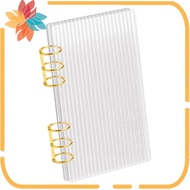 A6 Clear Acrylic Binder 6-Ring Binder with Gold Metal Round Ring A6 Planner Binder Thick Stripe Desi