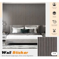  WALLSTICKER/WALLPAPER WALL STICKER BLACK GREY WOOD STRIPES