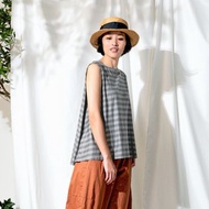 滑翔柔棉橫條紋無袖上衣