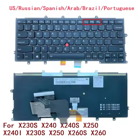 US Russian Spanish Arab Brazil Portuguese Backlit Keyboard For Lenovo Thinkpad X230S X240 X240S X250