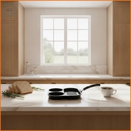 [LS] Iron Divided Egg Frying Pan Non-Sti 3/4 Section Grill Pan for Home Kitchen Breakfast Steak Cook