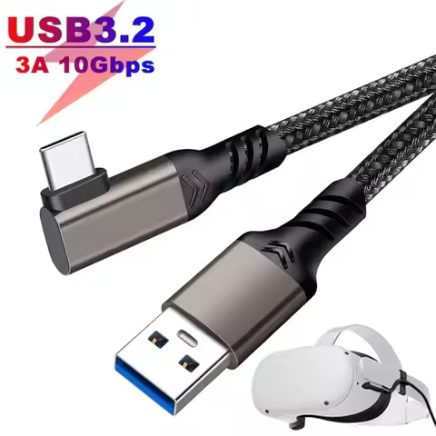 New USB 3.2 Gen 2 type Cable Elbow 10Gbps 3m 5m For Quest 1/2 VR Link Cable USB Type A to Type-C Fas