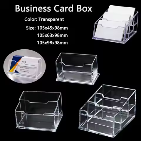 1pcs Clear Desk Shelf Box Storage Display Stand Acrylic Plastic Transparents Desktop Bussiness Card 