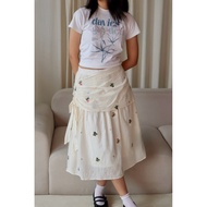 SEASIDE BLOOM SKIRT - BEIGE EMBROIDERED Ruffled SKIRT