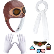 Kids Aviator Costume Accessories Pilot Aviator Hat With Goggles For Halloween Career Day Birthday Co