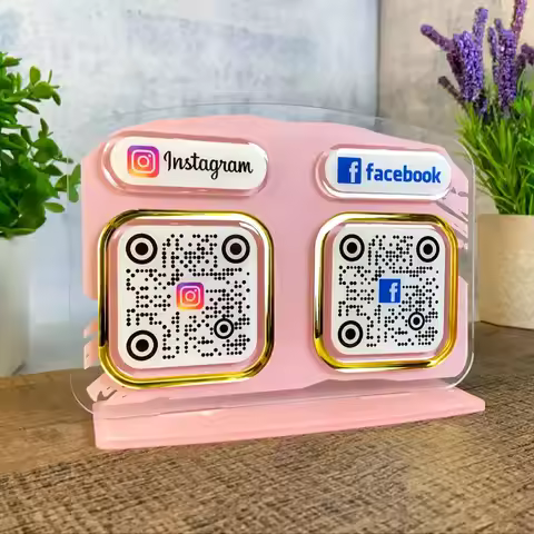 Personalized 2 QR Code Acrylic Plaque Mini Business Sign MustHave for Small Business Stalls Follow U