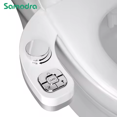 Bidet Toilet Seat SAMODRA Button Bidet - Non-ElectricSelf Cleaning Dual Nozzle (Frontal and Rear Was