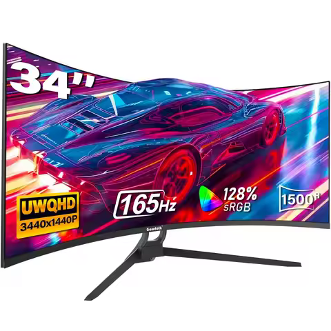 34" Curved Gaming Monitor, IPS WQHD(3440x1440P) 165Hz 1500R 21:9 UltraWide PC Display, 128% sRGB, AM
