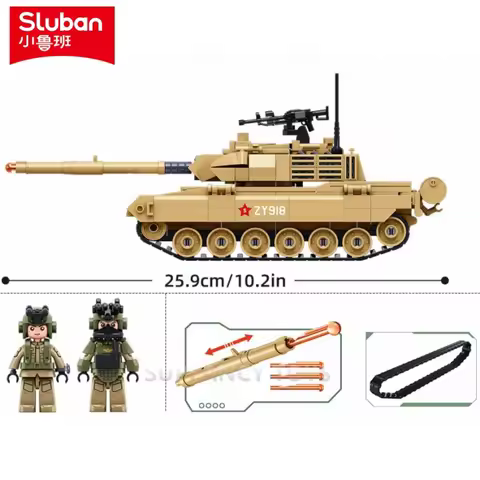 411PCS Army Model Bricks ZTQ-15S Light Main Battle Tank Military Building Blocks Sets Educational To