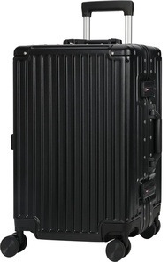 Luggage Aluminium Frame Suitcase PC ABS Hard Shell TSA Lock No Zipper 24In Black