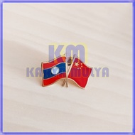 Flag Pin Laos China - Laos and China Friendship Flag Pin - Karya Mulya