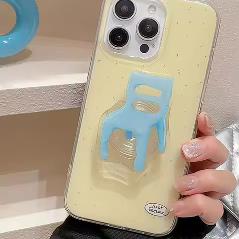 Korean Cute Cartoon Blue Chair Grip Tok Griptok Phone Stand Holder Support For iPhone 7 12 Samsung U