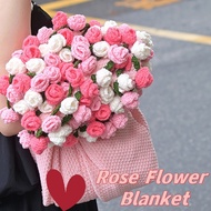 Finished Flower Blanket Bouquet Sunflower Pink Rose Crochet Flower Women's Day Gift Girl Birthday Gi
