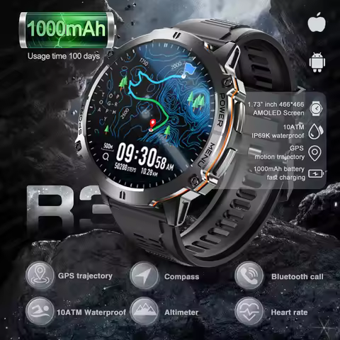 2025New T-Rex 3 Ultra GPS Smart Watch 1000mAh Battery AMOLED HD Men 10ATM&IP69K Waterproof Outdoor F