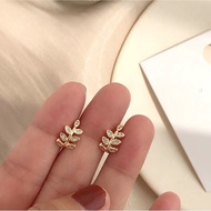 Men mendy Same Day Shipping 14K Plated Real Gold Ear Cuff Exquisite Zirconium Diamond Leaf Adjustabl