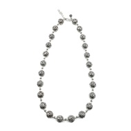 กรุณาสอบถามสต๊อคก่อนสั่งซื้อ❗สร้อยคอลูกประคำเงินตอกฉลุลายไทย รูปหัวใจ เงินแท้ 925 : DSP 925 Sterling