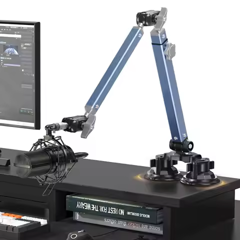 Lanparte Mic Boom Arm Microphone Stand suction cup base for Blue Yeti FIFINE AM8 K669B HyperX QuadCa