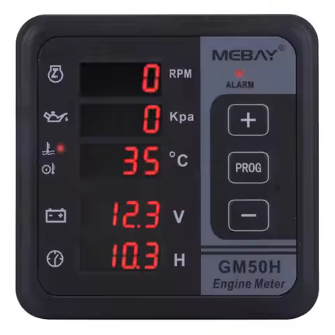 GM50H Engine Digital Multi-functional Meter Diesel Engine Monitor with Oil Pressure Gauge Rotating S