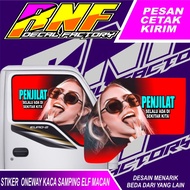 CAHAYA Oneway Elf truck side glass, translucent tiger, Elf truck side glass variation sticker