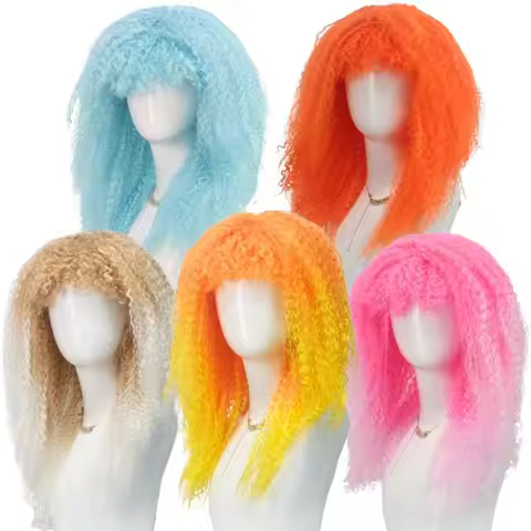 Fashion Colorful Gradient Fluffy Short Hair Multicolor Synthetic Fiber Wig April Fool's Day Hallowee