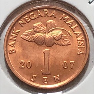 1 Sen 2007 ( BU ) Malaysia Bunga Raya