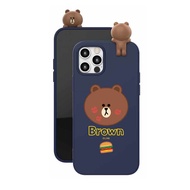 ของแท้100% เคส Line Friends สำหรับ IPhone14 14Promax เคส14pro 14Plus 13Promax เคสนิ่มสีน้ำตาล3D ตุ๊ก