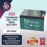 Ebike Battery 12v 15ah Tianneng Brand / Deep Cycle / AGM GEL battery /Maintenance Free/ Romai/ Nwow