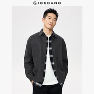 GIORDANO Men Shirts 100% Cotton Classic Collar Shirts Double Pockets Long Sleeve Chic Fashion Casual