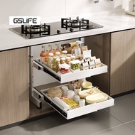 GSlife🔥Recommend🔥1/2Tier Pull-out Basket Retractable Rack Adjustable Kitchen Cabinet Storage Rack