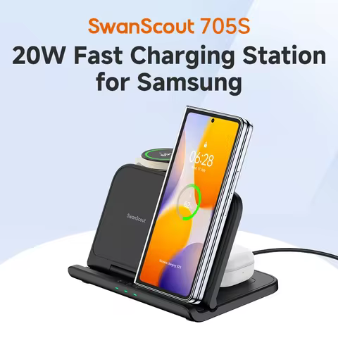 SwanScout 705S Wireless Charger for Samsung Galaxy Z Fold 7 6 Z Flip 7 Pixel 9 Pro Fold S25 Charging