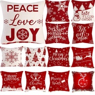 &lt; COD &gt; Double Sided 16 X 16.18 X 18.20 X 20.24 X 24.28 X 28.Red Santa Snowflake Cushion Cover.new Year Decoration Linen Square Sofa Pillowcase.