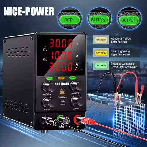 Adjustable DC Power Supply 30V 5A 10A,Bench Power Supply,24V 36V 48V 72V Battery Charging,Reverse Po