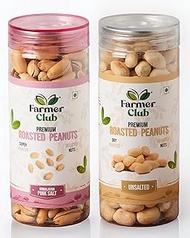 Farmer Club Premium Himalayan Pink Salt Peanuts 160g + Roasted Peanuts (Unsalted) 180g | Dry Roasted