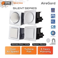AireGard Air Ventilator AS-6090 AS-9020 4" Exhaust 100mm Silent Series (Square/Round) (White/Silver)
